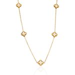 Colar Mini Trevos Branco Aço Inoxidável Dourado 