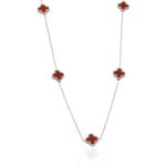 Colar Mini Trevos Vermelho Aço Inoxidável 