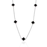 Colar Mini Trevos Preto Aço Inoxidável