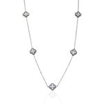 Colar Mini Trevos Branco Aço Inoxidável 