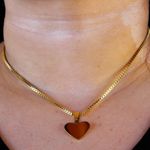 Colar Corrente Box Com Pingente Coração Aço Inoxidável Dourado