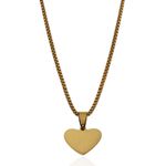 Colar Corrente Box Com Pingente Coração Aço Inoxidável Dourado