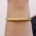 Bracelete Fios Trançados Aço Inoxidável Dourado