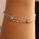 Pulseira Dois Fios com Zircônias Inspiração Bvlgari Aço Inoxidável