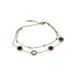 Pulseira Dois Fios com Esferas Inspiração Bvlgari Aço Inoxidável Dourado