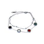 Pulseira Dois Fios com Esferas Inspiração Bvlgari Aço Inoxidável