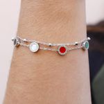 Pulseira Dois Fios com Esferas Inspiração Bvlgari Aço Inoxidável