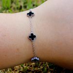 Pulseira Mini Trevo Preto Aço Inoxidável 