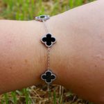 Pulseira Trevo Grande Preto Aço Inoxidável 