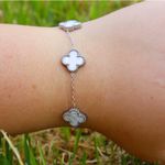 Pulseira Trevo Grande Branco Aço Inoxidável