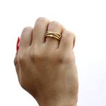 Anel Ajustável Entrelaço com Zircônias Semijoia Banho de Ouro 18K