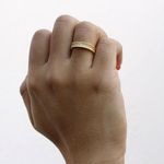 Anel Ajustável Microesferas com Fileira de Zircônias Semijoia Banho de Ouro 18K