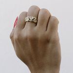 Anel Ajustável Trevos Cravejados Semijoia Banho de Ouro 18K