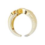 Anel Ajustável Trabalhado com X Cravejado Semijoia Banho de Ouro 18K