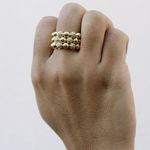 Anel Ajustável Esferas com Zircônias Semijoia Banho de Ouro 18K