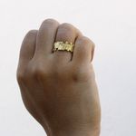 Anel Ajustável Ripado Semijoia Banho de Ouro 18K