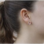 Brinco Grande Ponto De Luz Redondo Semijoia Banho De Ouro 18k Zircônia Rosa