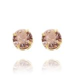 Brinco Grande Ponto De Luz Redondo Semijoia Banho De Ouro 18k Zircônia Rosa