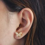 Brinco Borboleta Semijoia Banho De Ouro 18k Zircônias Cravejadas