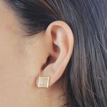 Losango com Zirconias Semijoia Banho de Ouro 18K 