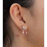 Brinco Oval Zircônia Champagne Com Ponto De Luz Incolor Semijoia Banho De Ouro 18k