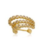 Brinco Piercing Fake Alta Fusão Cravejado Semijoia Banho De Ouro 18k