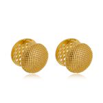 Brinco Argola Redondo Texturizada Semijoia Banho De Ouro 18k