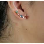 Brinco Ear Cuff Gotas De Zircônias Coloridas By Kumbayá Joias