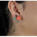 Brinco Raquel Schiavon Com Jade Cornalina e Cristais Apatita e Safira