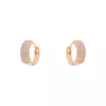 Brinco Argola 3 Fileiras de Zircônias com Gotas Vazadas Semijoia Banho de Ouro 18K