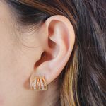 Brinco Ear Cuff 5 Fios Com Zircônias e Bolinhas By Kumbayá Joias