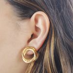 Brinco Círculos Entrelaçados Banhado a Ouro 18K