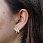 Brinco Ear Cuff Dois Fios com Zircônias Banho de Ouro 18K