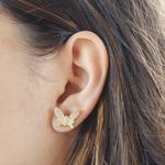 Brinco Borboleta Cravejada Banho de Ouro 18K