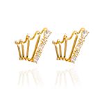 Brinco Ear Hook 5 Fios com Zircônias Banho de Ouro 18K
