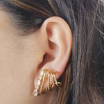 Brinco Ear Hook 5 Fios com Zircônias Banho de Ouro 18K