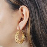 Brinco Argola Grossa Texturizada Banho de Ouro 18K