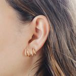 Brinco Ear Cuff Quatro Fios com Zircônia Banho de Ouro 18K
