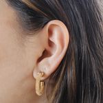 Brinco Meia Argola Malha Banho de Ouro 18K