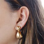 Brinco Gotas Texturizadas Banho de Ouro 18K