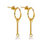 Brinco Pêndulo com Pérola Gota e Base Círculo Banho de Ouro 18K