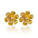 Brinco Flor com Ponto de Luz Banho de Ouro 18K