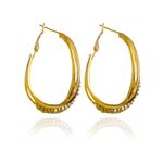Brinco Argola Grande Oval com Zircônias Riviera Banho de Ouro 18K