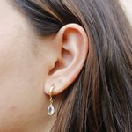 Brinco Argolinha E Ponto de Luz Gota Banho de Ouro 18K