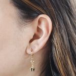 Brinco Argola com Pingente Borboleta de Zirconia Preta Semijoia Banho de Ouro 18K
