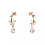 Brinco Argola com Pingente Ponto de Luz Zircônia Semijoia Banho de Ouro 18K