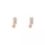 Brinco Ear Cuff Estrelas com Zirconia Semijoia Banho de Ouro 18K