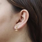 Brinco Pingente Âncora Semijoia Banho de Ouro 18K