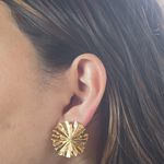 Brinco Orgânico Flor Banho de Ouro 18K