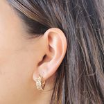 Brinco Argola de Zircônias Semijoia Banho de Ouro 18K 